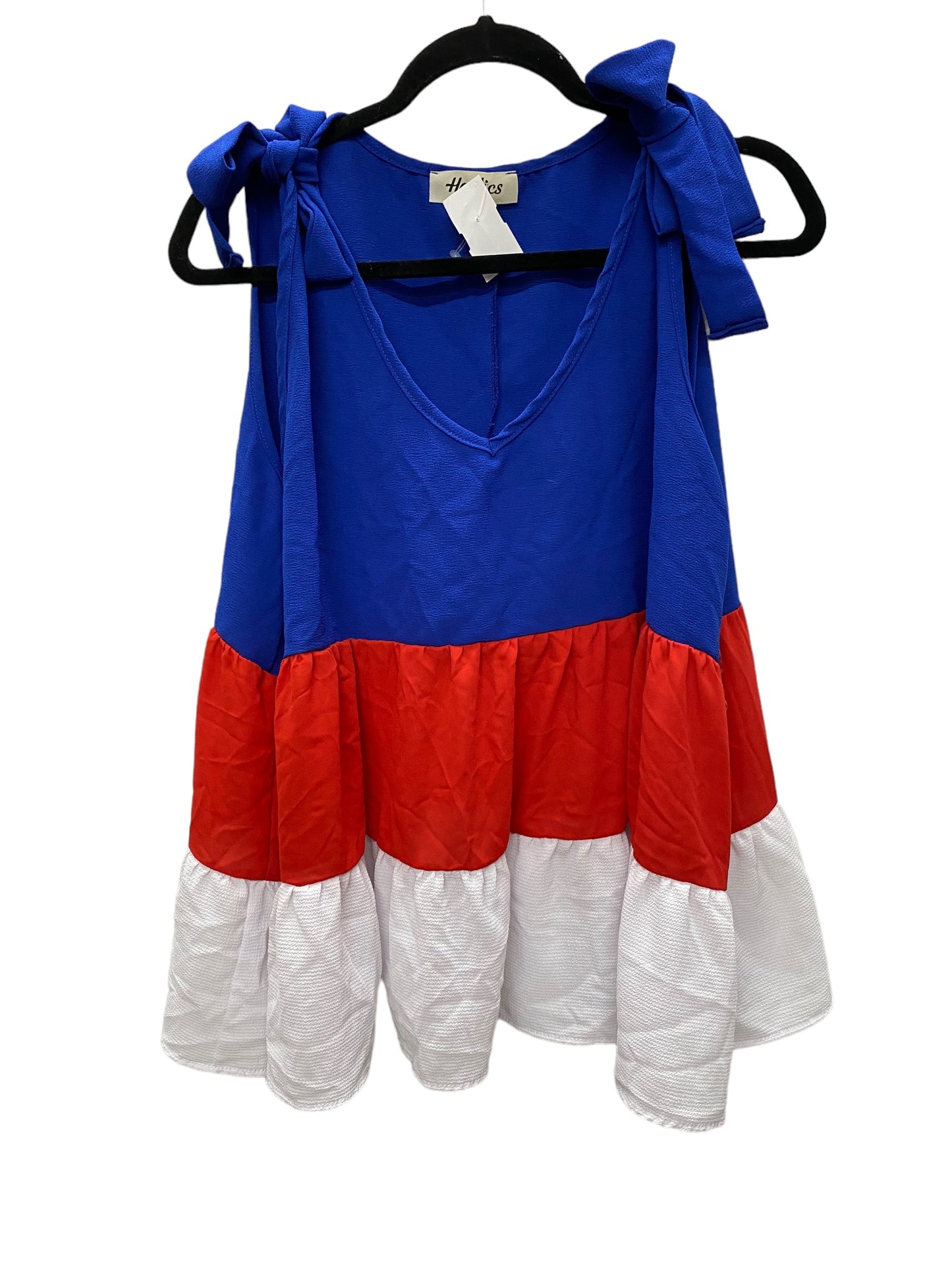 Top Sleeveless By Haptics In Blue & Red & White, Size: 1x