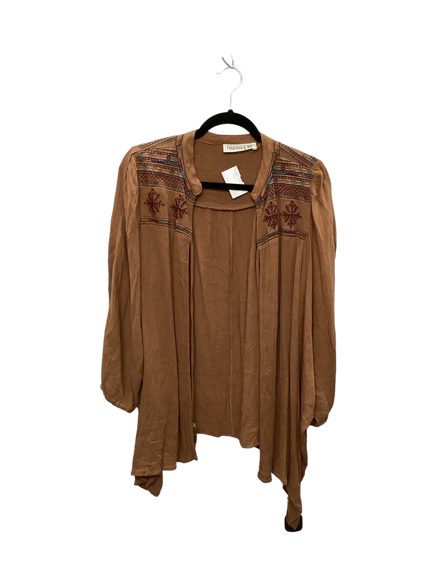 Kimono By Clothes Mentor In Tan, Size: S