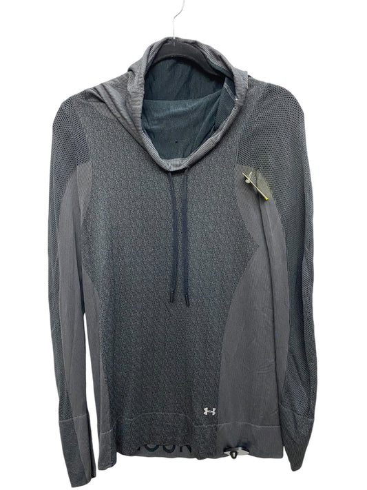 Athletic Top Long Sleeve Collar By Under Armour In Grey, Size: M