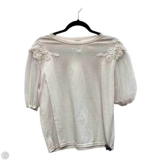 Top Short Sleeve By Clothes Mentor In Cream, Size: L