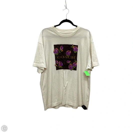 Top Short Sleeve Designer By Coach In Cream, Size: L