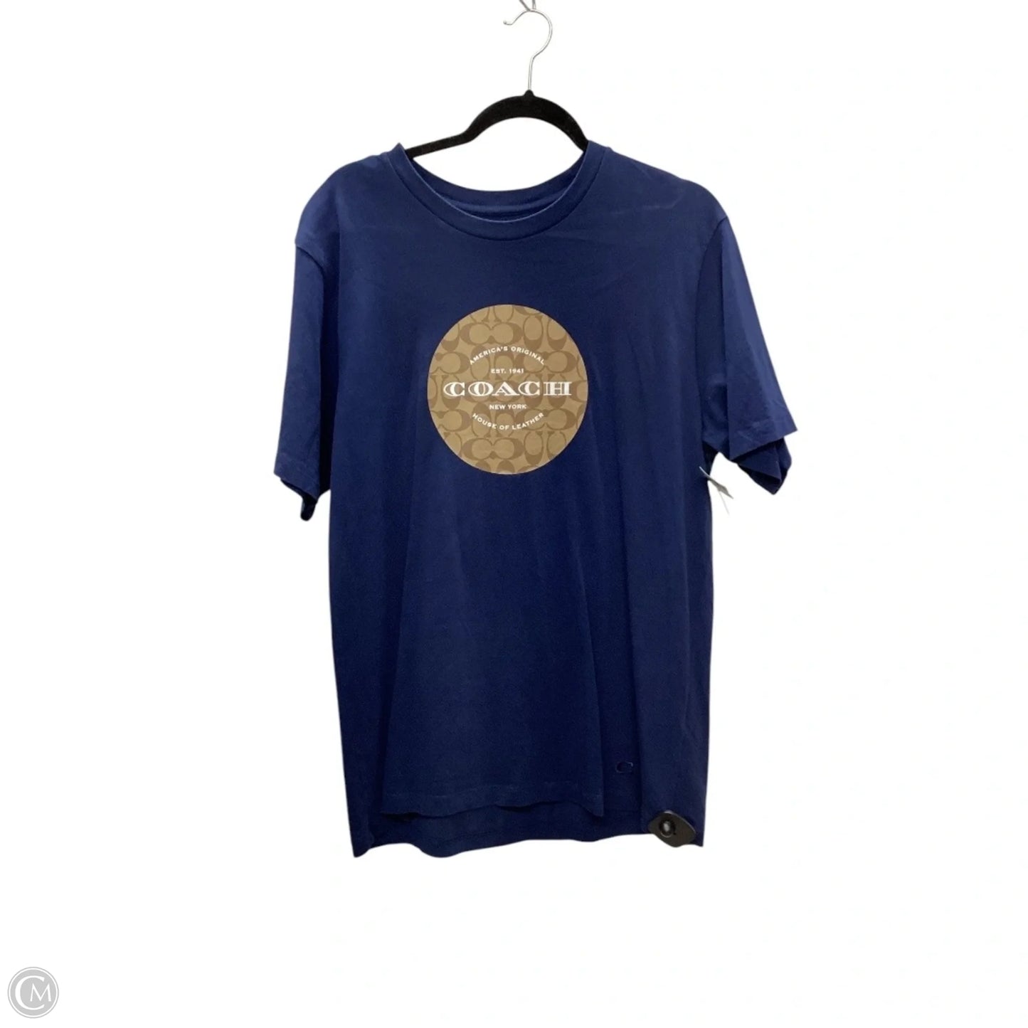 Top Short Sleeve Designer By Coach In Navy, Size: L