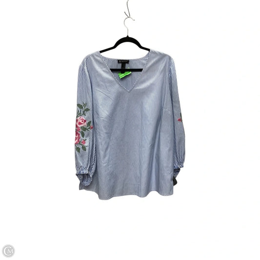 Top Long Sleeve By Inc In Blue, Size: 1x