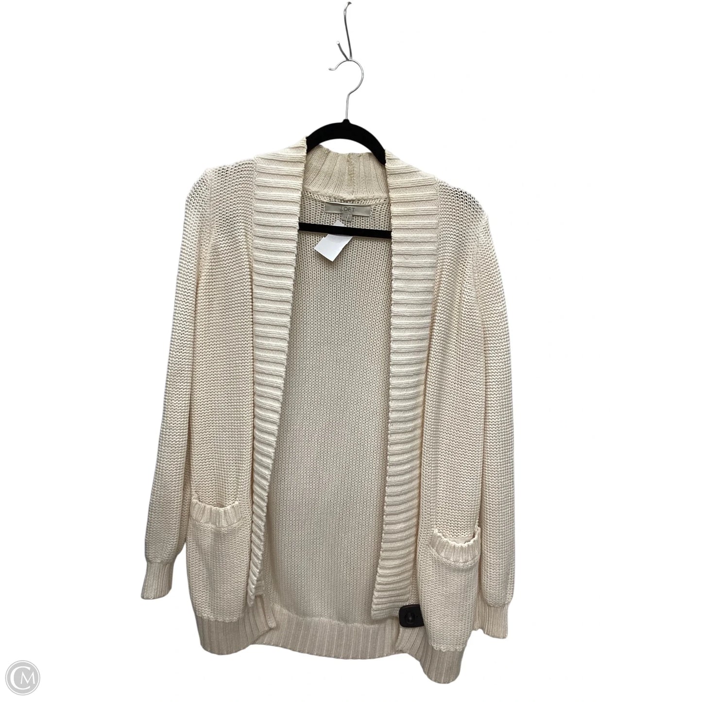 Sweater Cardigan By Loft In Cream, Size: S