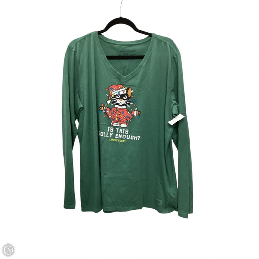 Top Long Sleeve Basic By Life Is Good In Green, Size: Xxl