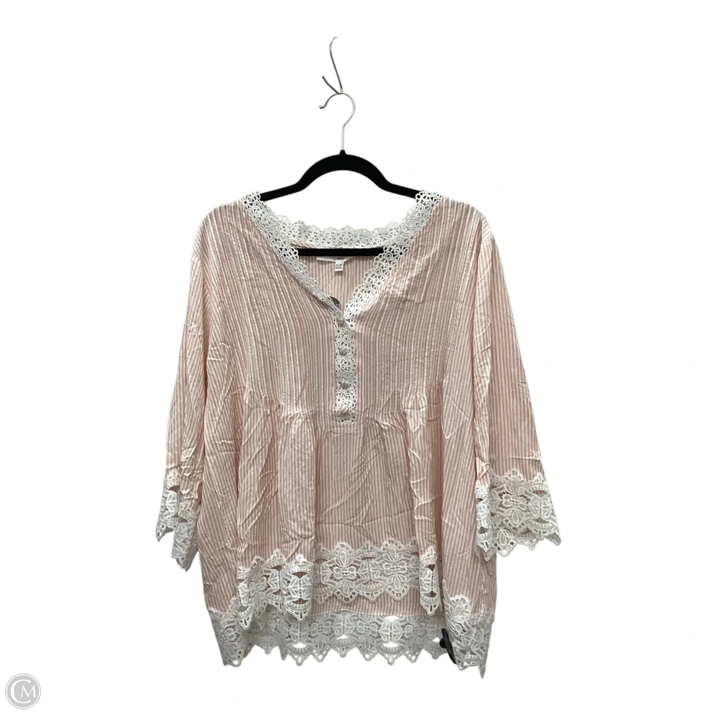 Top Long Sleeve By Chelsea And Theodore In Pink, Size: 2x