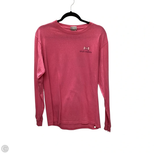 Top Long Sleeve Basic By Simply Southern In Pink, Size: S
