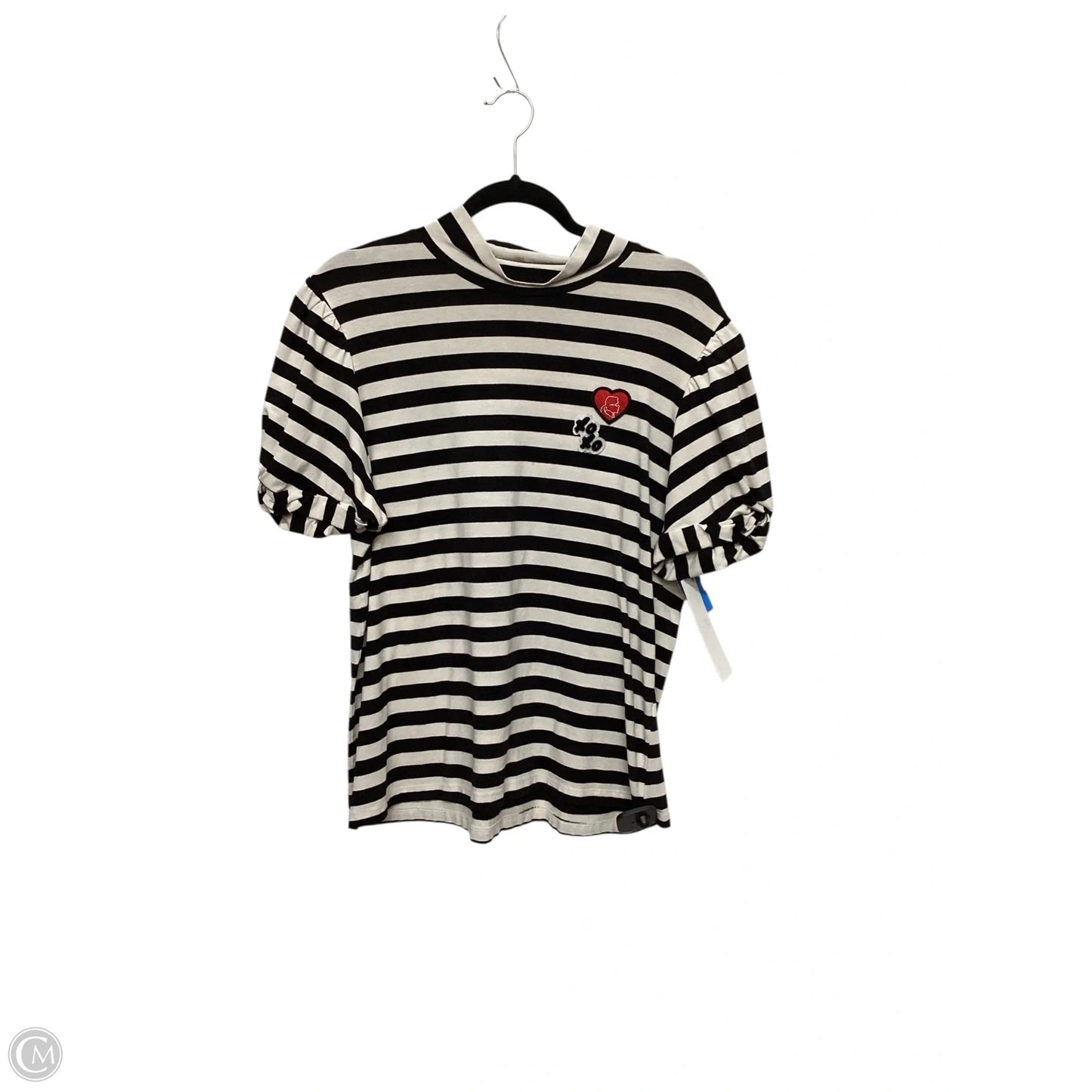 Top Short Sleeve Designer By Karl Lagerfeld In Striped Pattern, Size: L