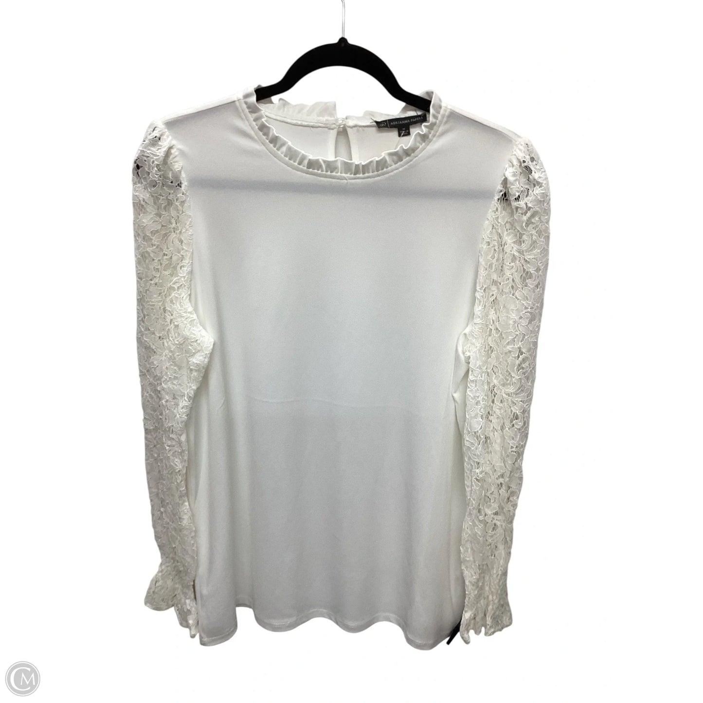Top Long Sleeve By Adrianna Papell In White, Size: M