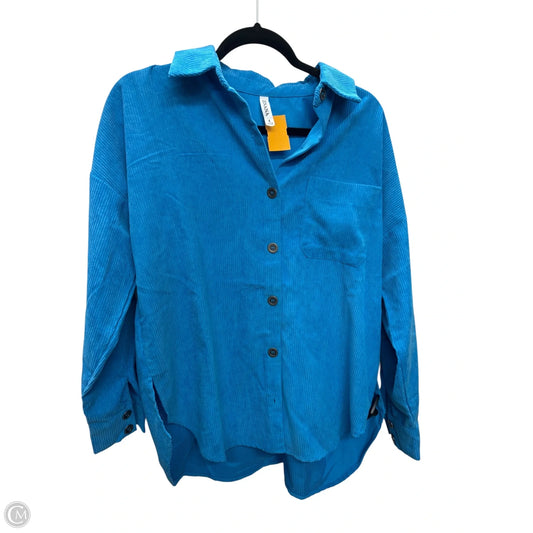 Top Long Sleeve By Zenana In Blue, Size: S