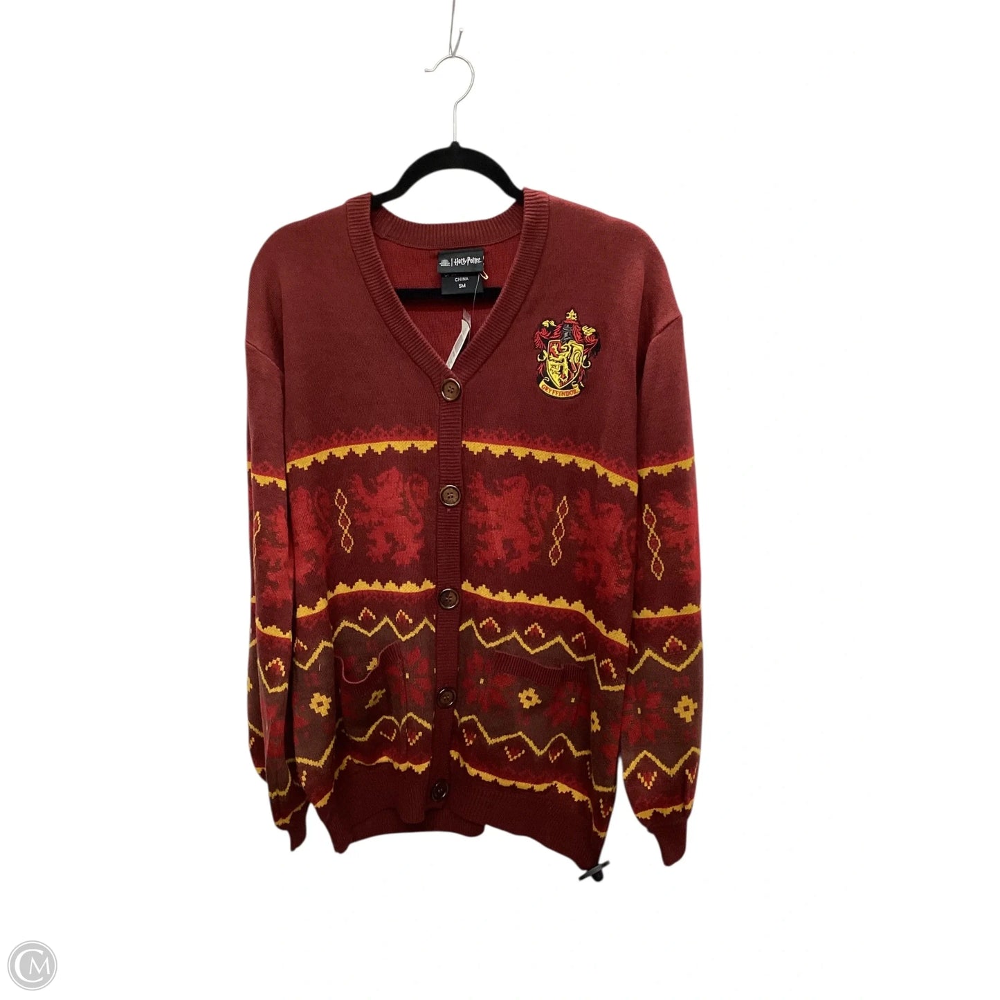 Sweater Cardigan By Clothes Mentor In Red, Size: S