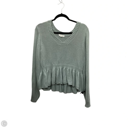 Top Long Sleeve By Blu Pepper In Green, Size: L