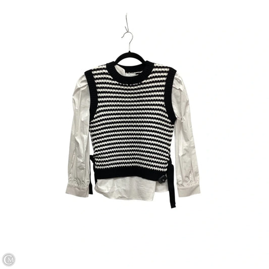 Top Long Sleeve By Lucy Paris In Black & White, Size: Xs