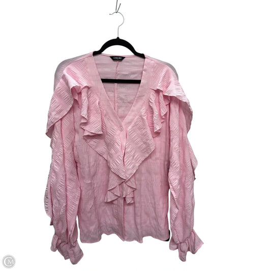 Top Long Sleeve By Chicme In Pink, Size: L
