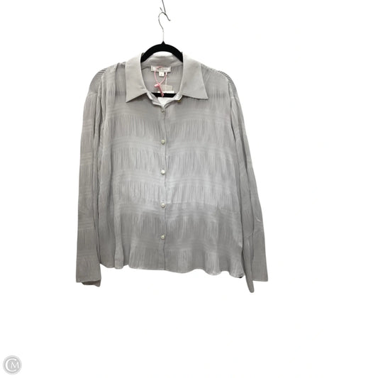 Top Long Sleeve By Cmc In Grey, Size: L