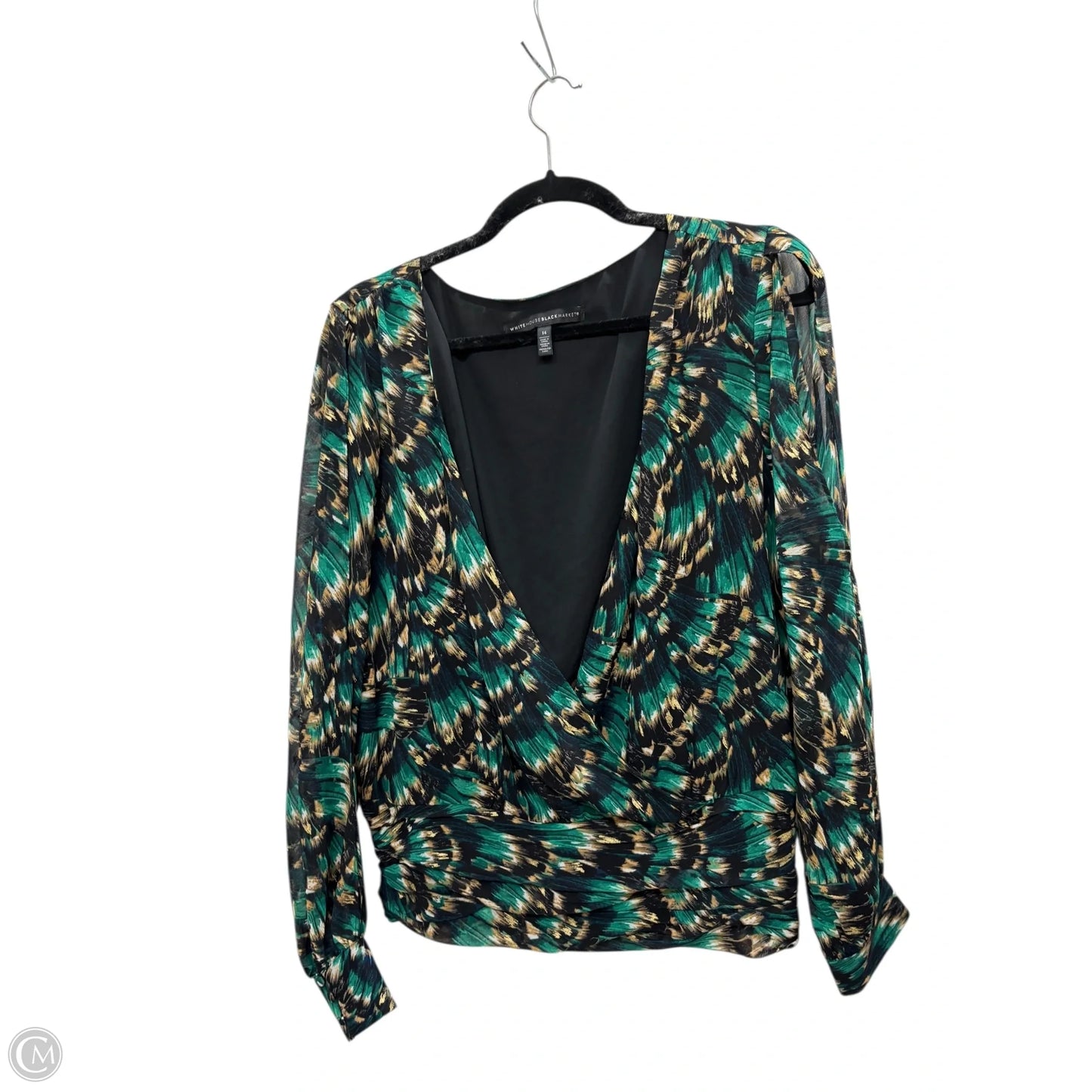 Top Long Sleeve By White House Black Market In Green, Size: Xl