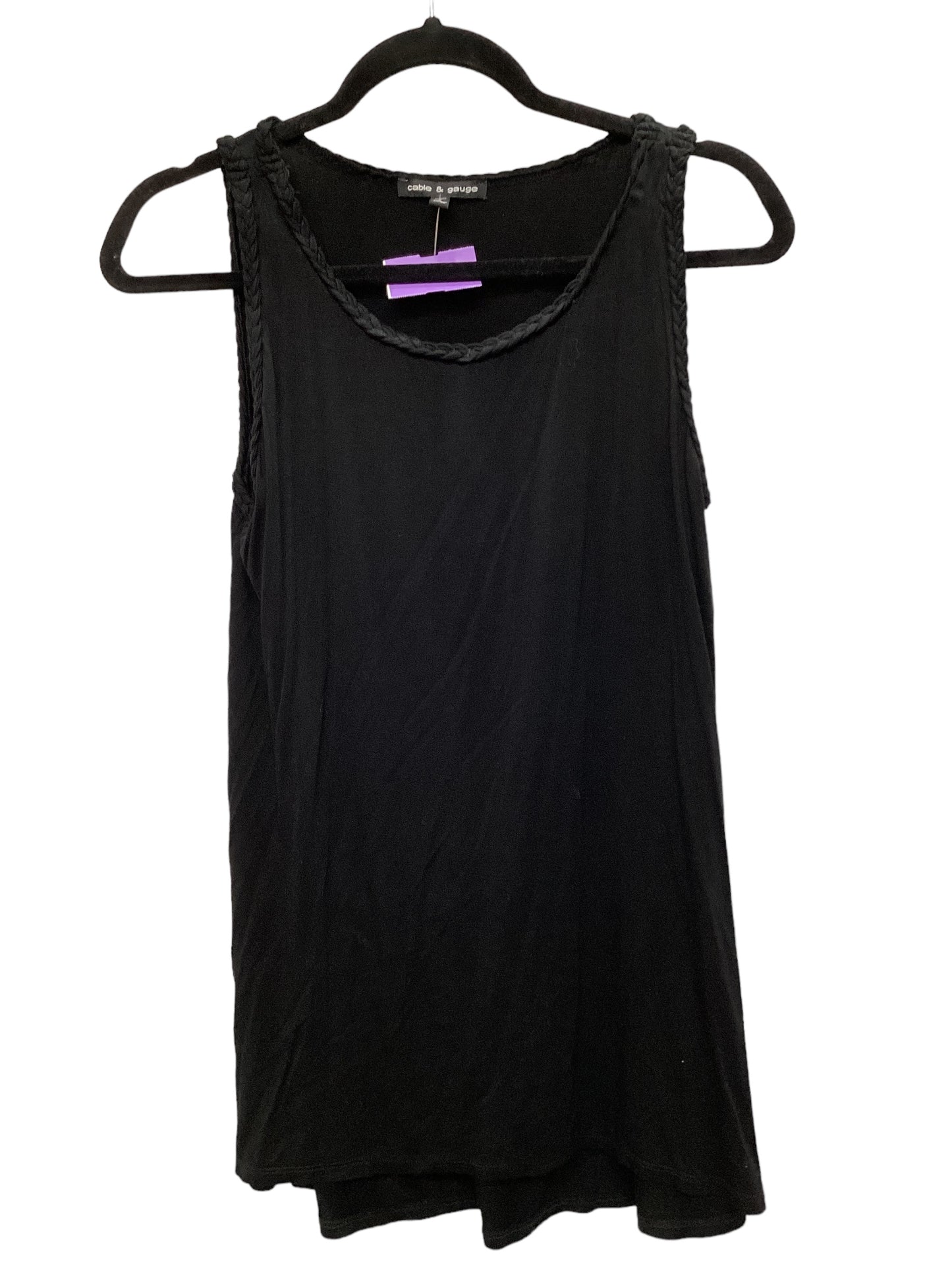 Black Top Sleeveless Cable And Gauge, Size Xl