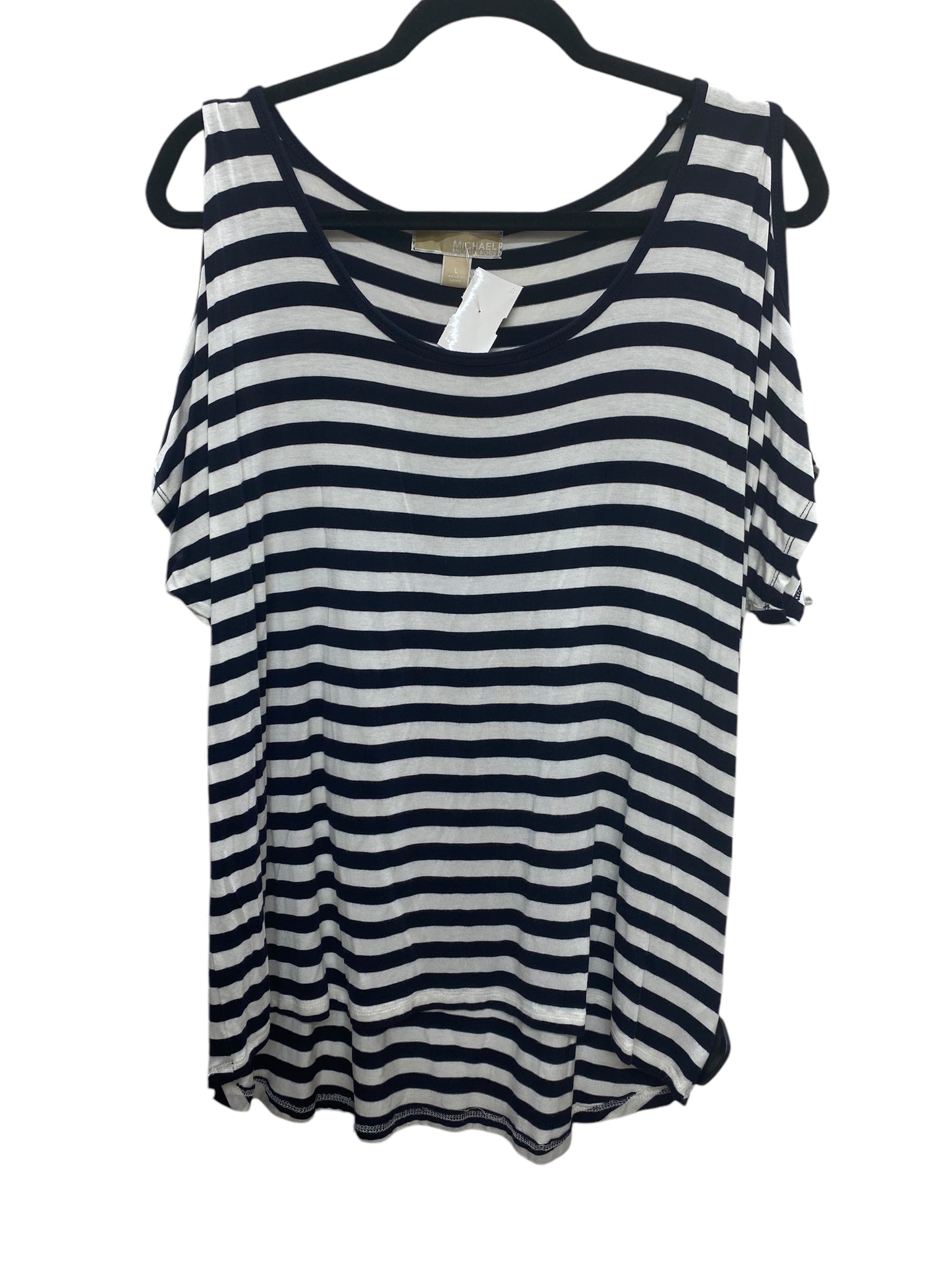 Top Short Sleeve By Michael By Michael Kors In Striped Pattern, Size: L