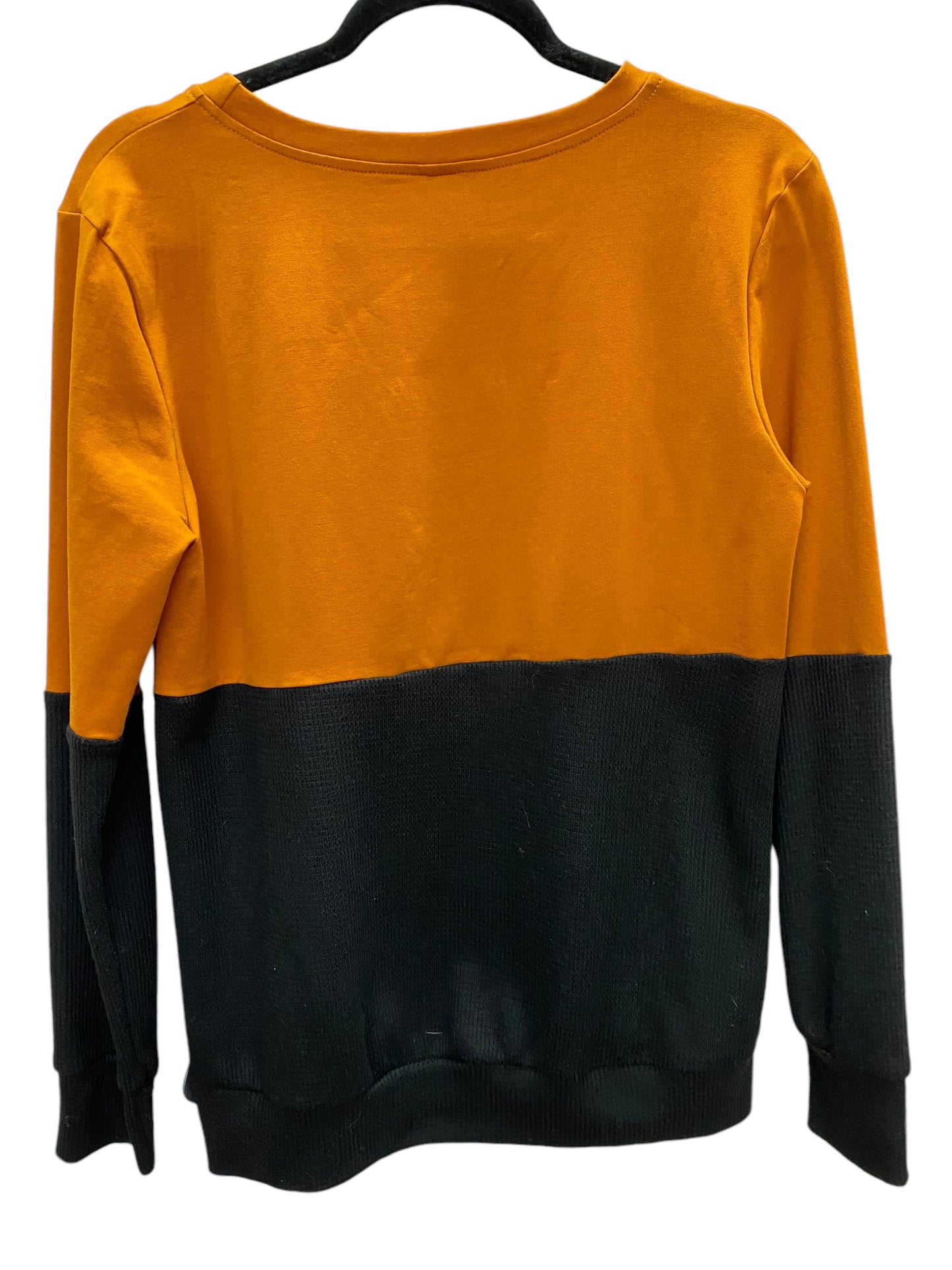 Top Long Sleeve By Tickled Teal In Black & Orange, Size: S