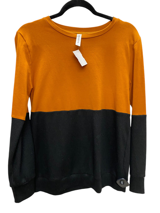 Top Long Sleeve By Tickled Teal In Black & Orange, Size: S