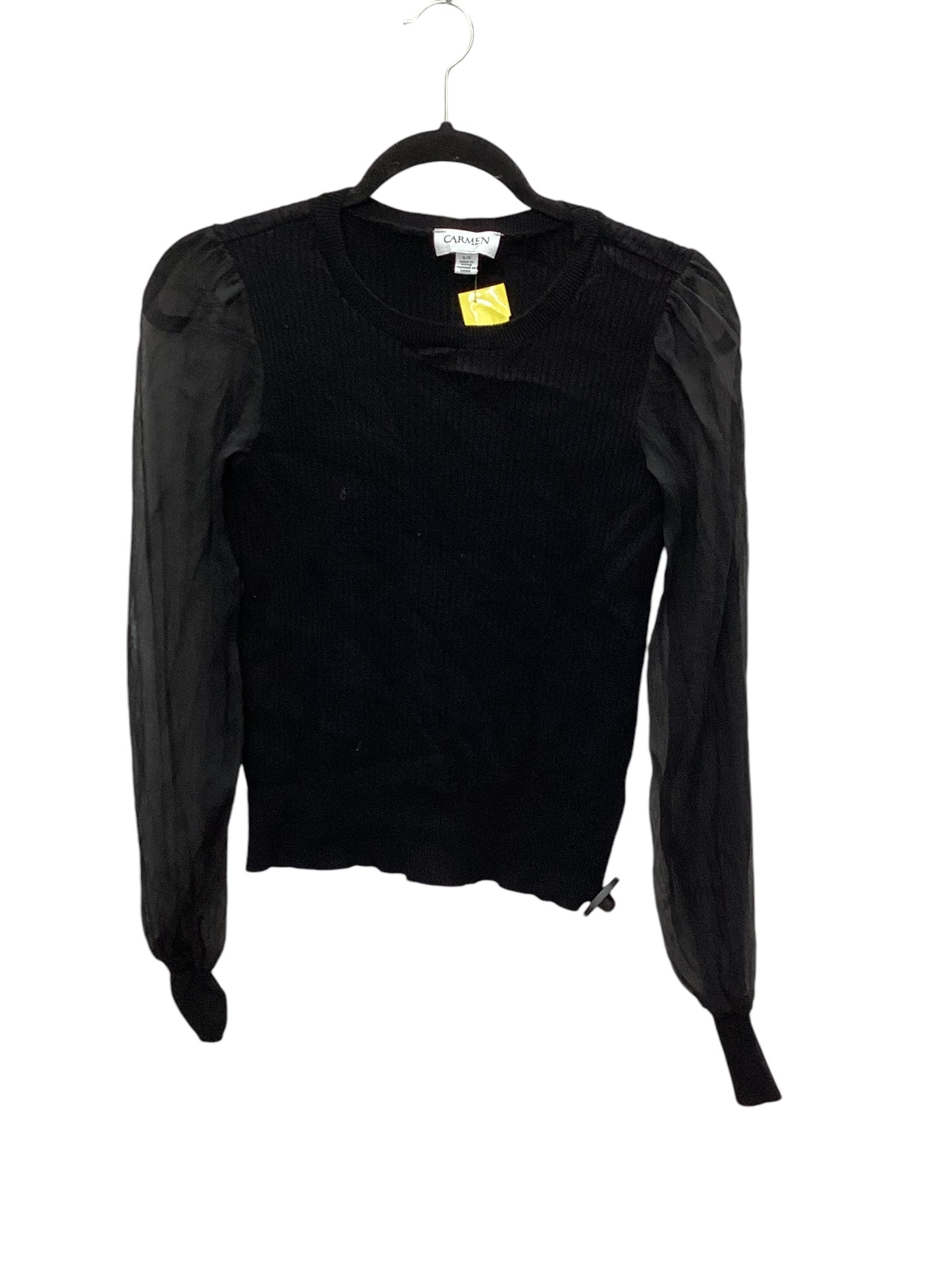 Top Long Sleeve By Carmen By Carmen Marc Valvo In Black, Size: S