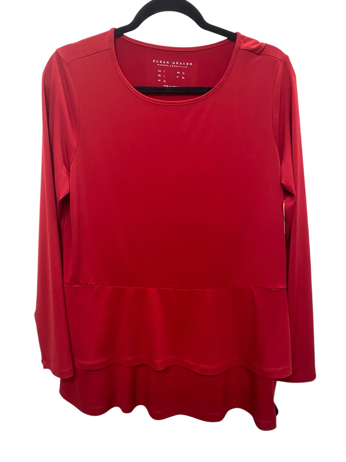 Top Long Sleeve By Susan Graver In Red, Size: L