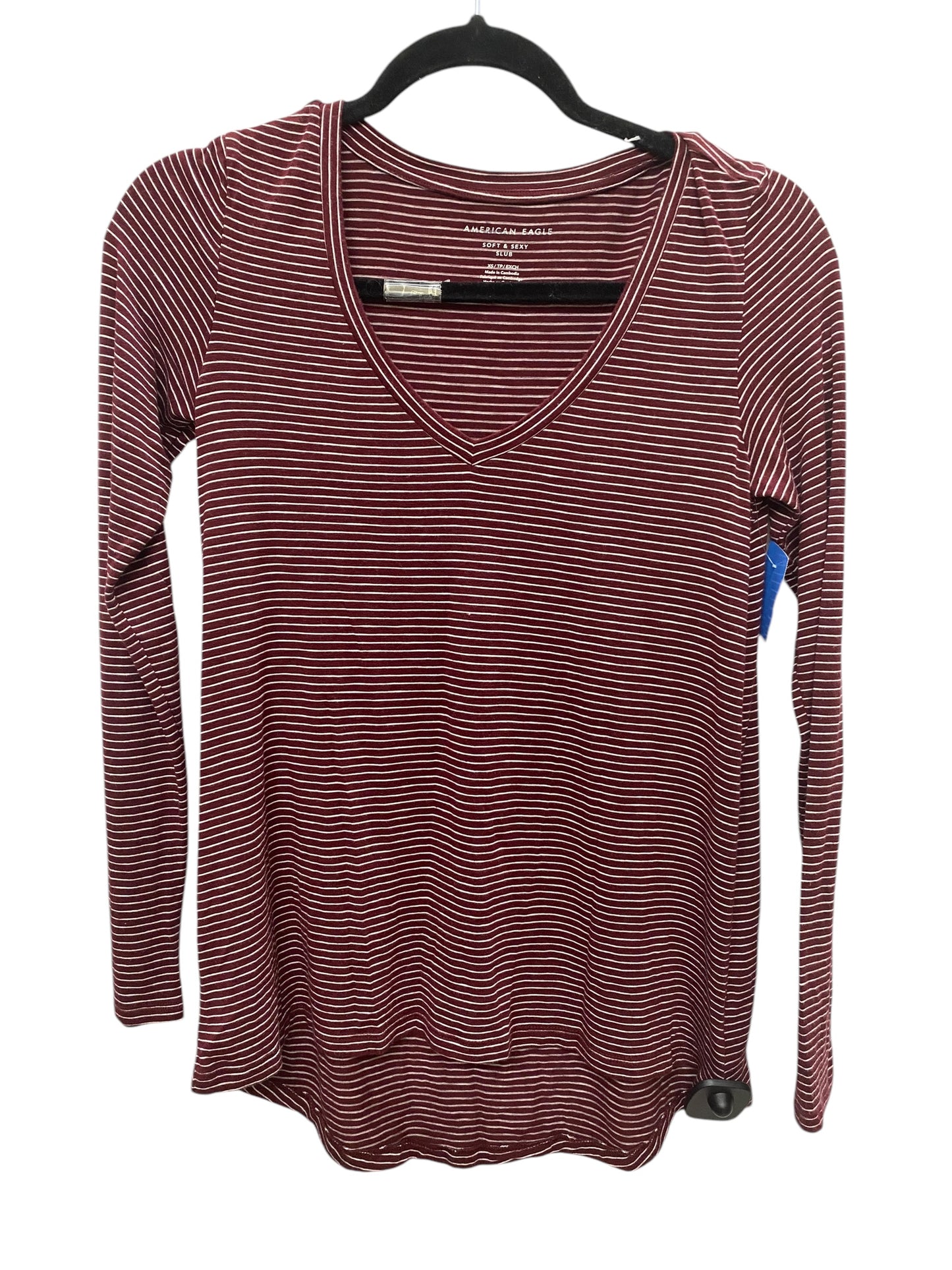 Top Long Sleeve Basic By American Eagle In Red, Size: Xs