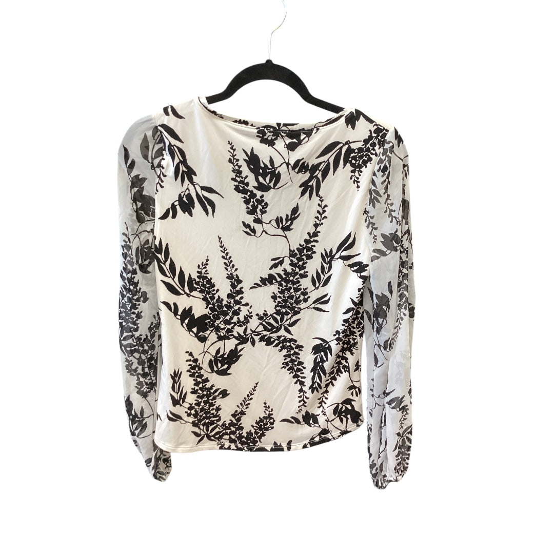 Top Long Sleeve By White House Black Market In Black & White, Size: Xxs