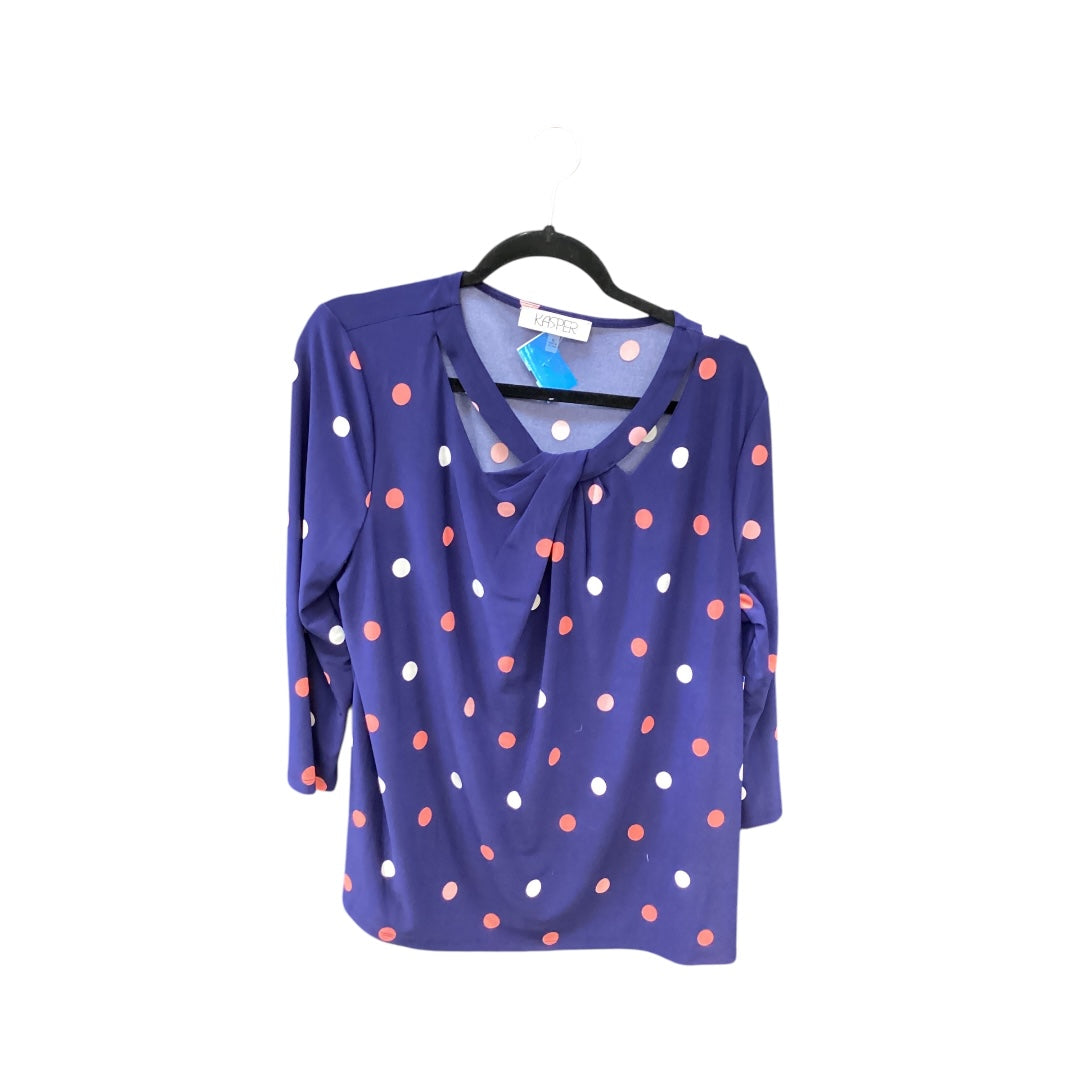 Top Long Sleeve By Kasper In Blue, Size: Xl