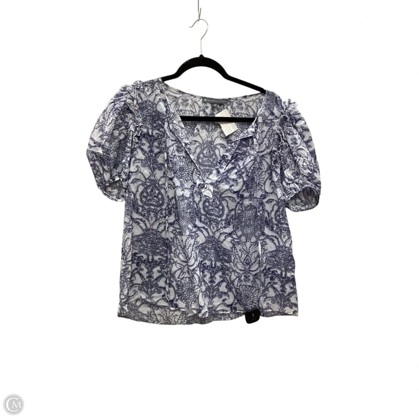 Top Short Sleeve By Elliott Lauren In Blue & White, Size: Xs