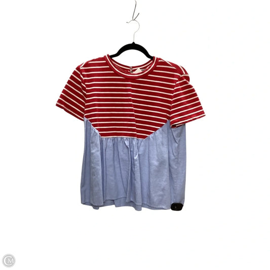 Top Short Sleeve By English Factory In Blue & Red & White, Size: M