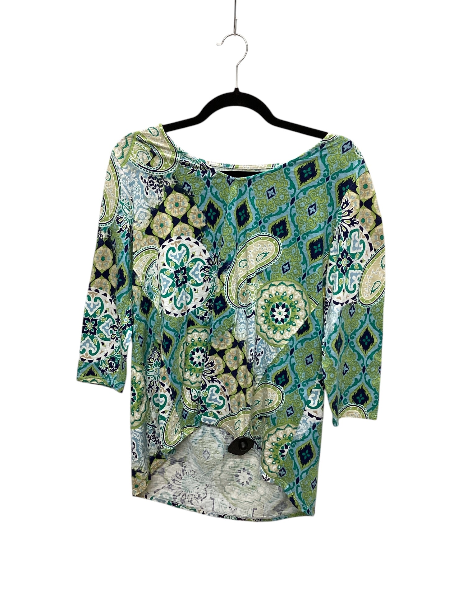 Top Long Sleeve By Chicos In Blue & Green, Size: M