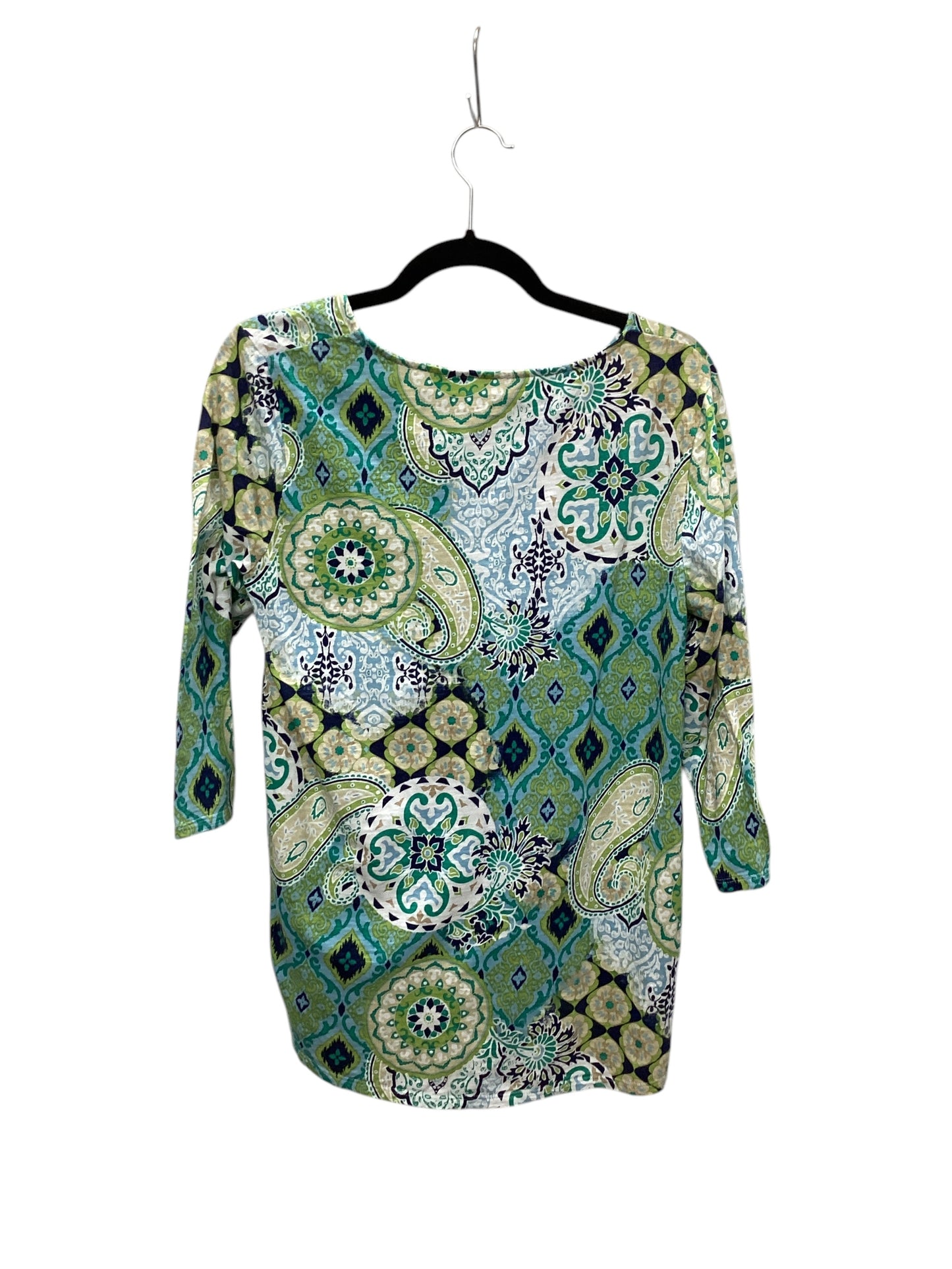 Top Long Sleeve By Chicos In Blue & Green, Size: M