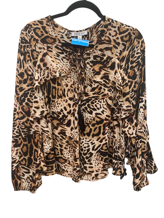 Top Long Sleeve By Jennifer Lopez In Animal Print, Size: M