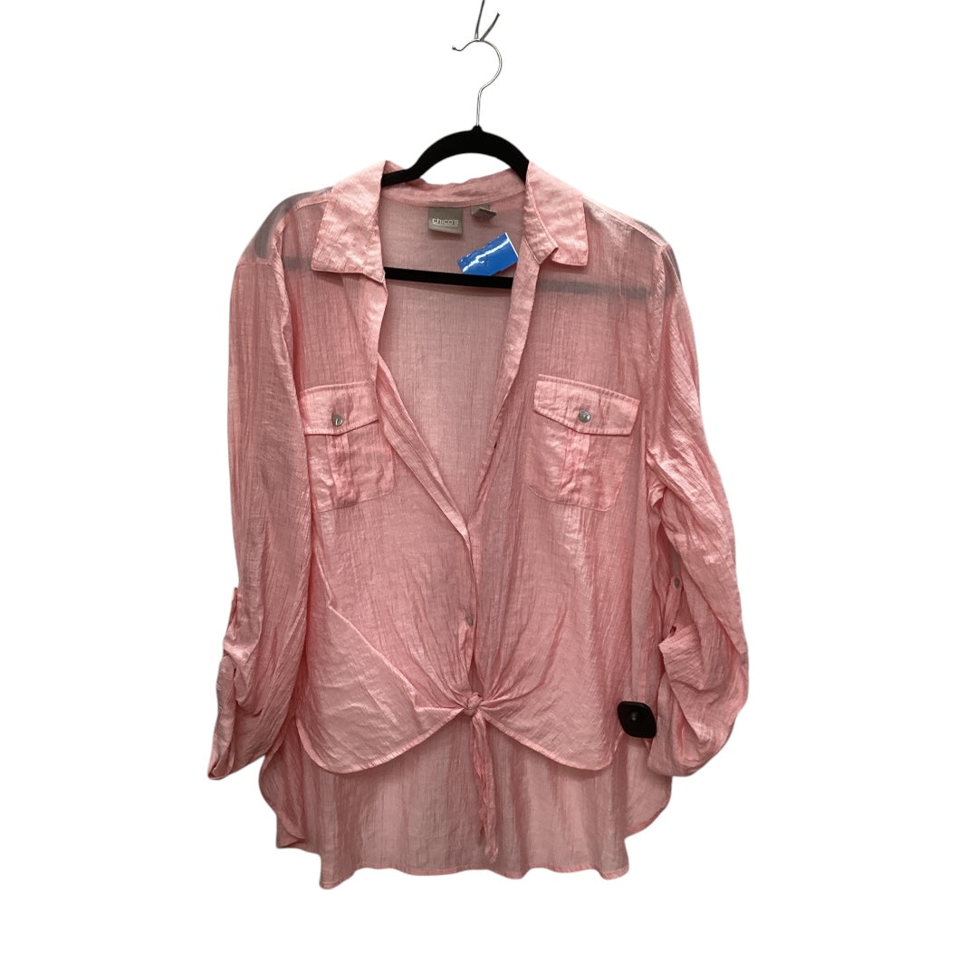 Top Long Sleeve By Chicos In Pink, Size: Xl