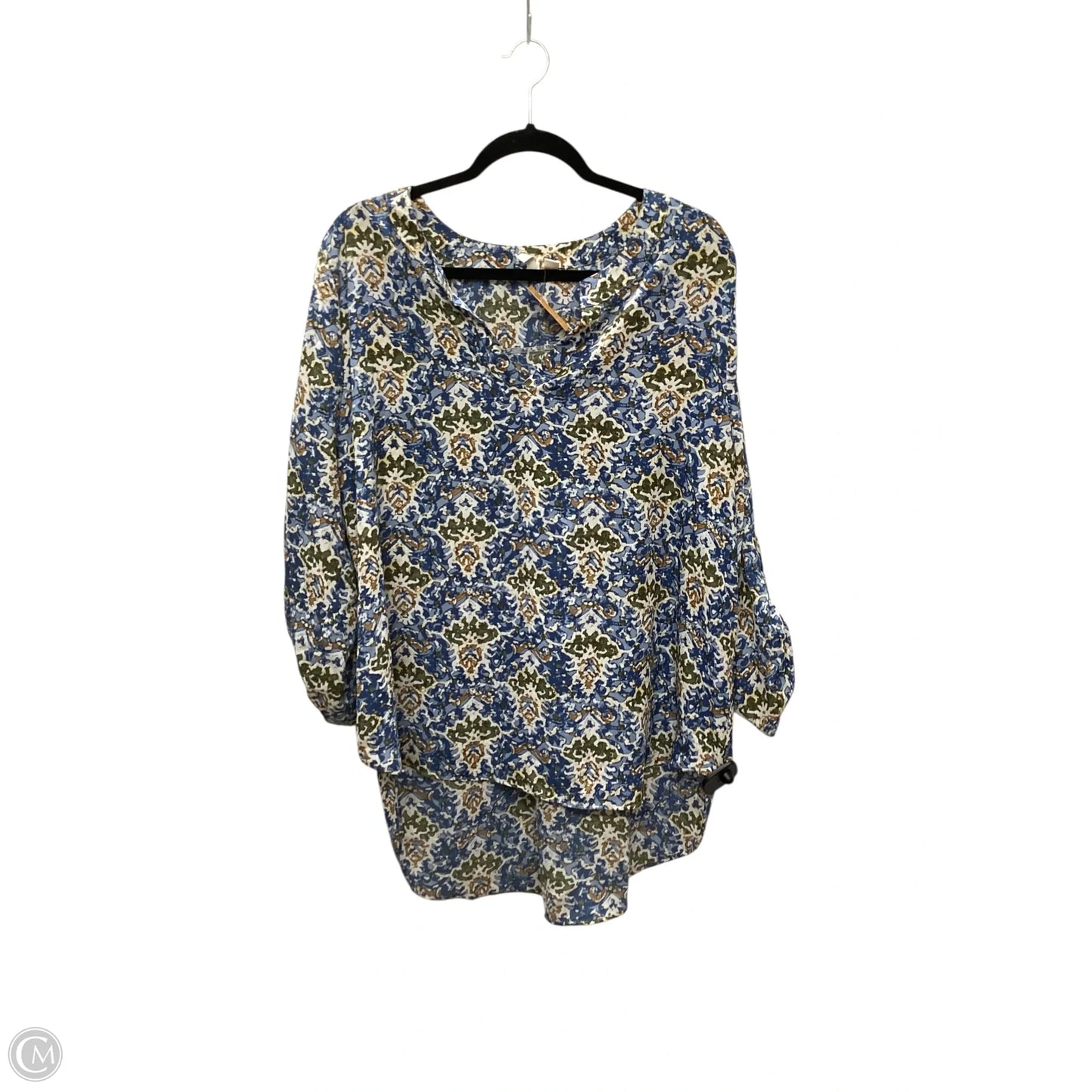 Blouse Long Sleeve By Cato In Blue & Green, Size: Xl