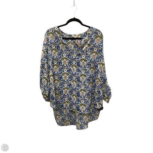 Blouse Long Sleeve By Cato In Blue & Green, Size: Xl