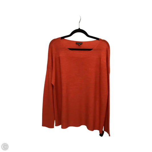 Designer Blouse Long Sleeve By Eileen Fisher In Orange, Size: L
