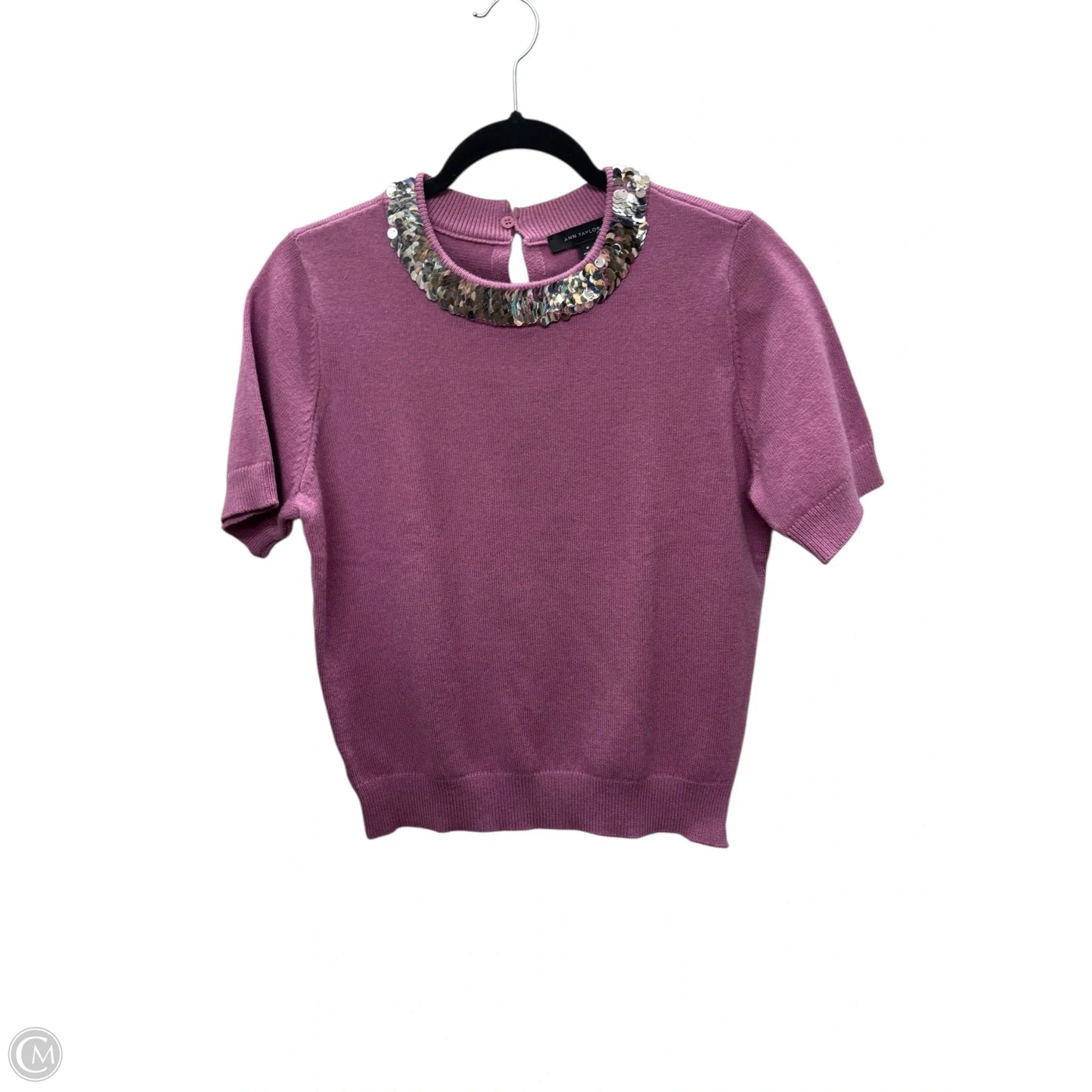 Sweater Short Sleeve By Ann Taylor In Purple, Size: M