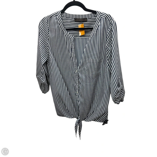Blouse Long Sleeve By Clothes Mentor In Striped Pattern, Size: M