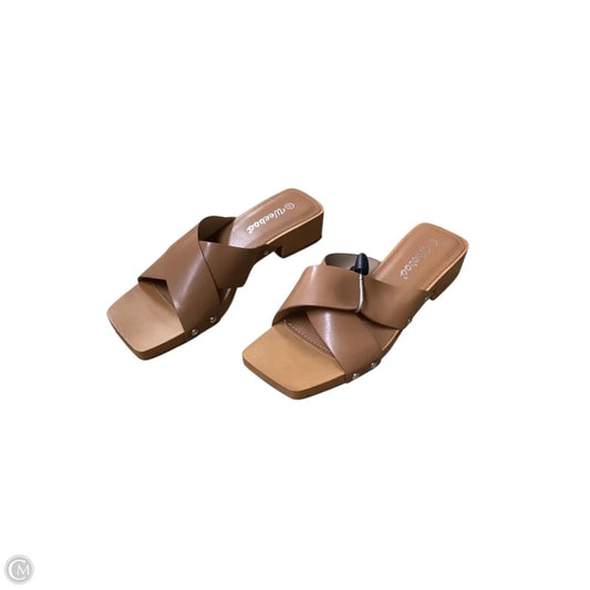 Sandals Heels Block By Clothes Mentor In Brown, Size: 8.5