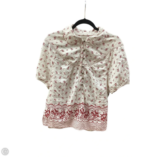 Blouse Short Sleeve By Pilcro In Cream & Red, Size: M