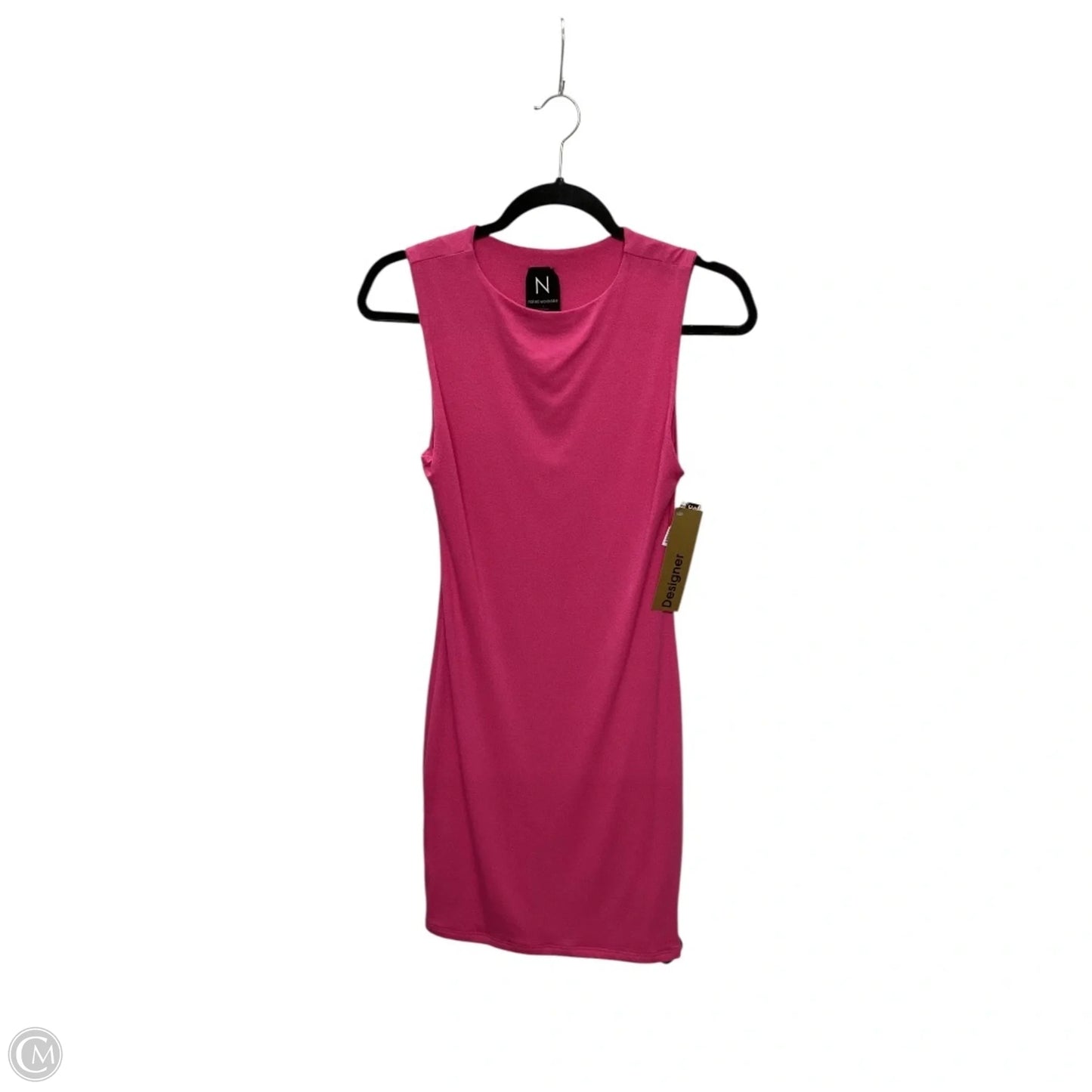 Designer Dress Casual Short By Nakedwardrobe In Pink, Size: L