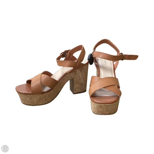 Sandals Heels Block By Wonderly In Brown, Size: 8.5