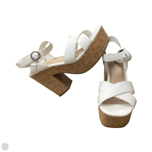 Sandals Heels Block By Wonderly In White, Size: 8.5