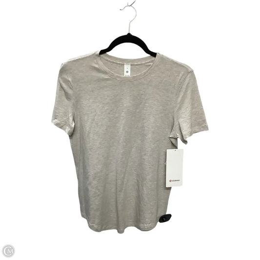 Athletic Top Short Sleeve By Lululemon In Tan, Size: 4
