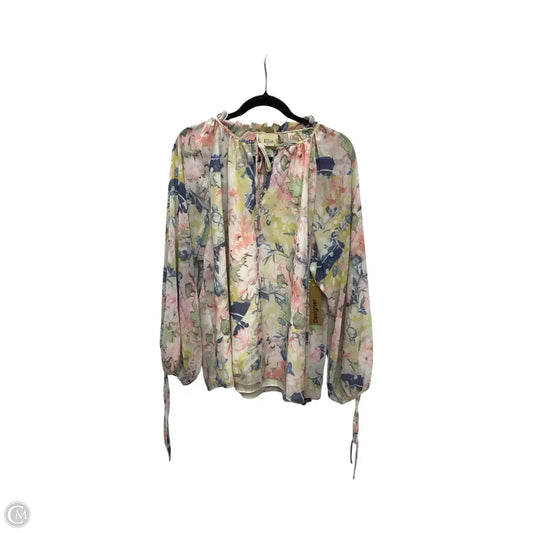 Designer Blouse Long Sleeve By Elie Tahari In Floral Print, Size: 1x