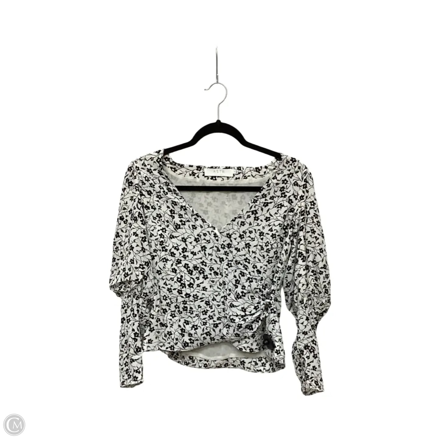 Designer Blouse 3/4 Sleeve By Astr The Label In Black & White, Size: S