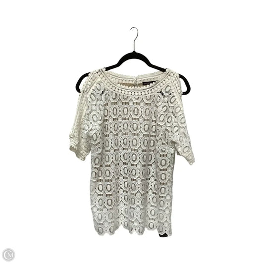 Designer Blouse Short Sleeve By Saks Fifth Avenue In Cream, Size: M