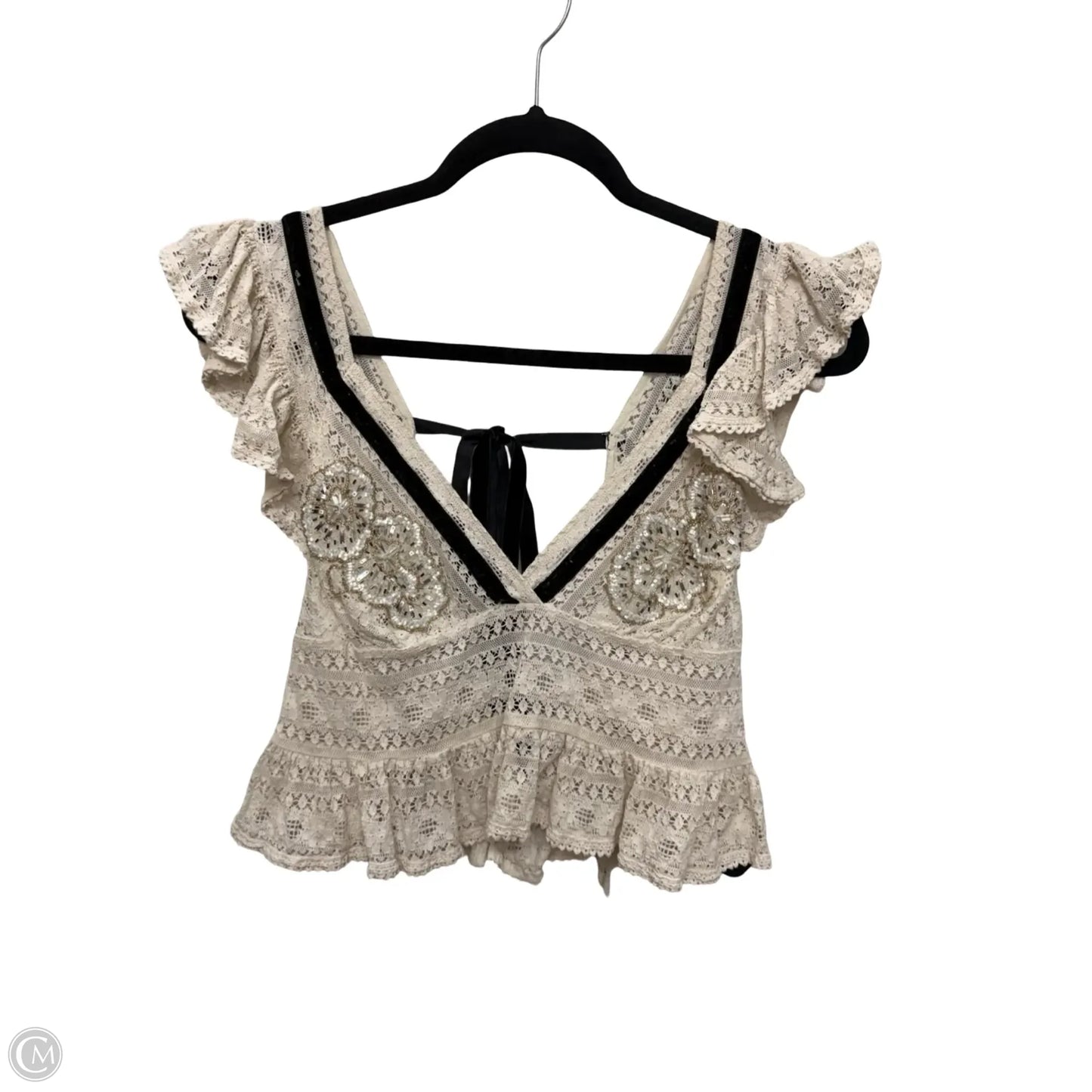 Blouse Short Sleeve By Free People In Cream, Size: S